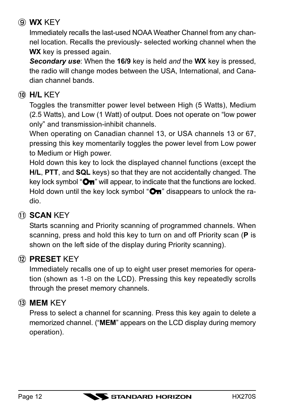 Standard Horizon HX270S User Manual | Page 14 / 44