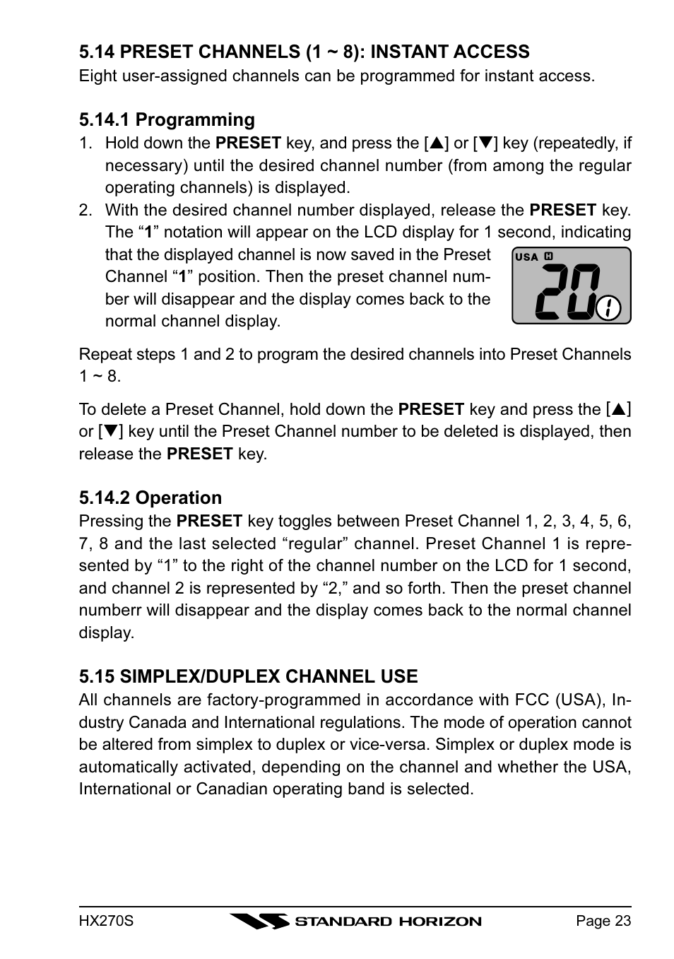 Standard Horizon HX270S User Manual | Page 25 / 44