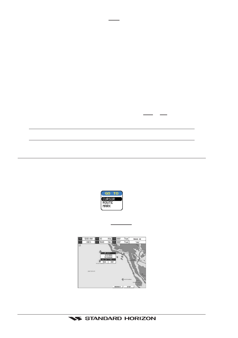 4 goto cursor, Goto cursor | Standard Horizon CP500 User Manual | Page 44 / 89