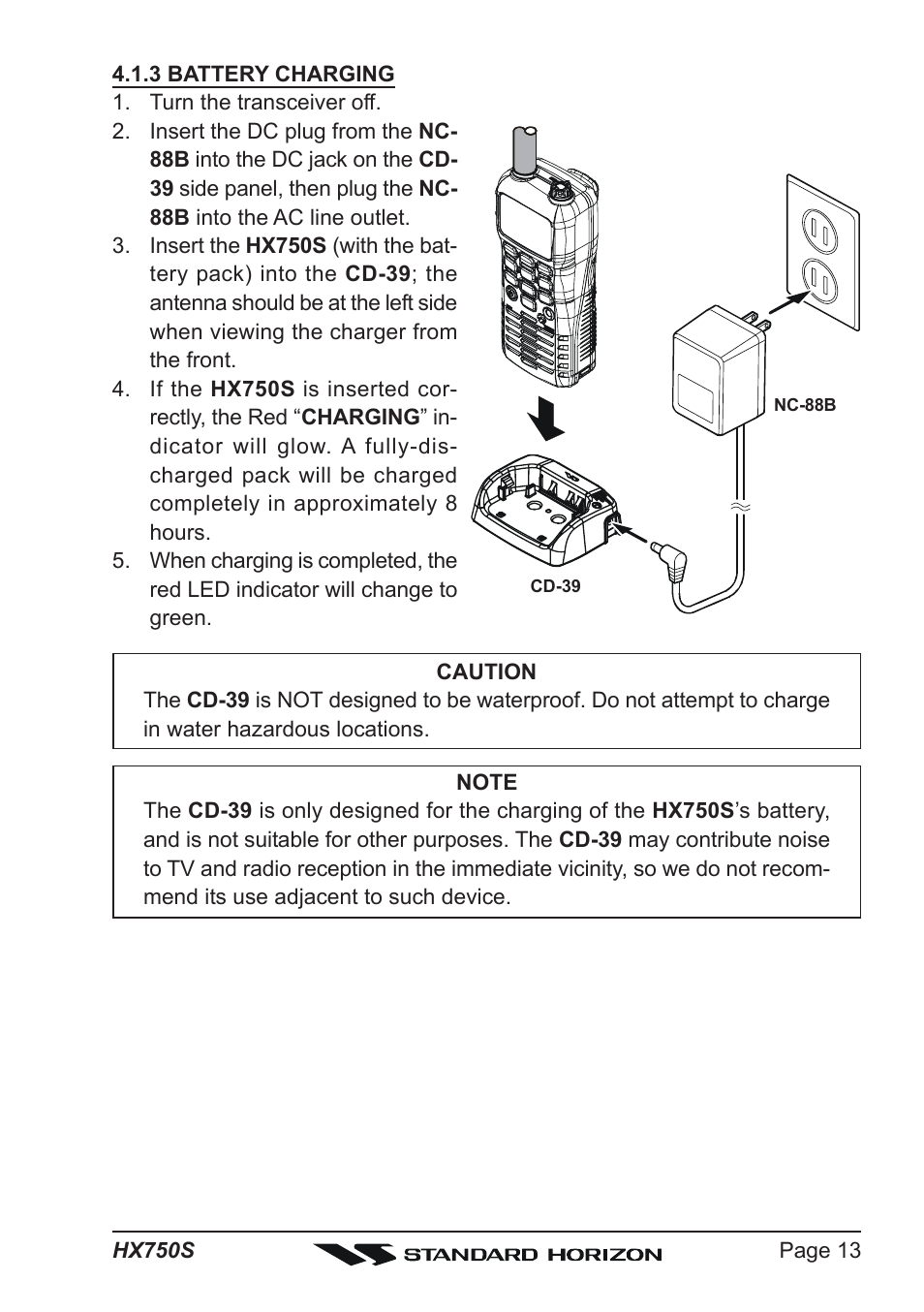 Standard Horizon Hx750s User Manual | Page 13 / 52