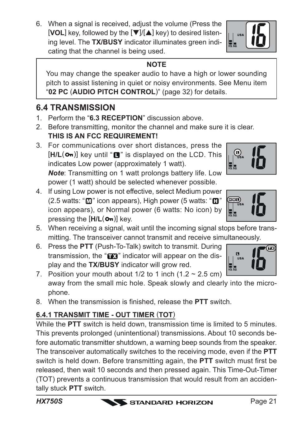 4 transmission | Standard Horizon Hx750s User Manual | Page 21 / 52