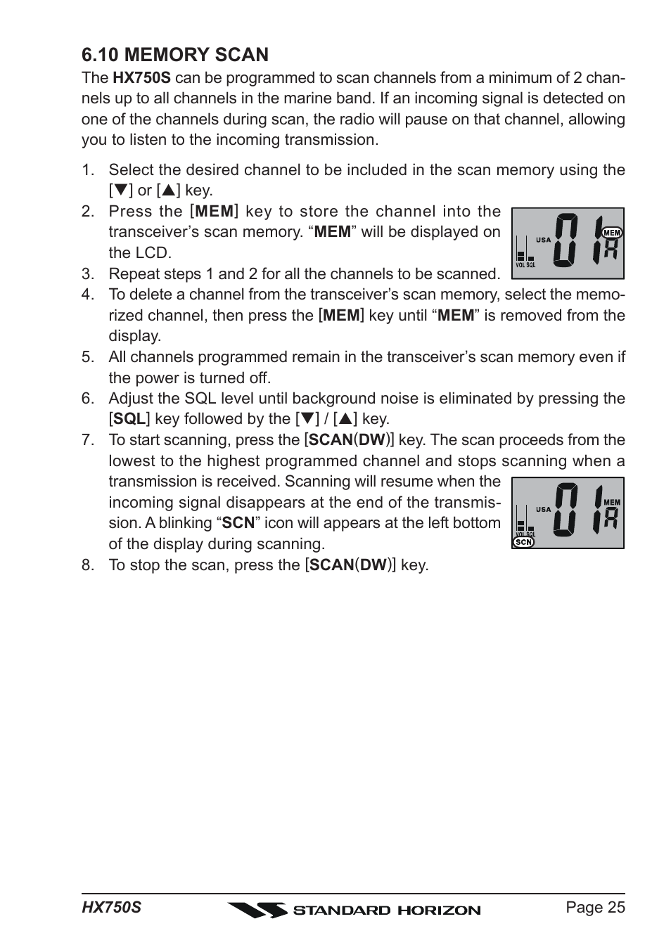 Standard Horizon Hx750s User Manual | Page 25 / 52