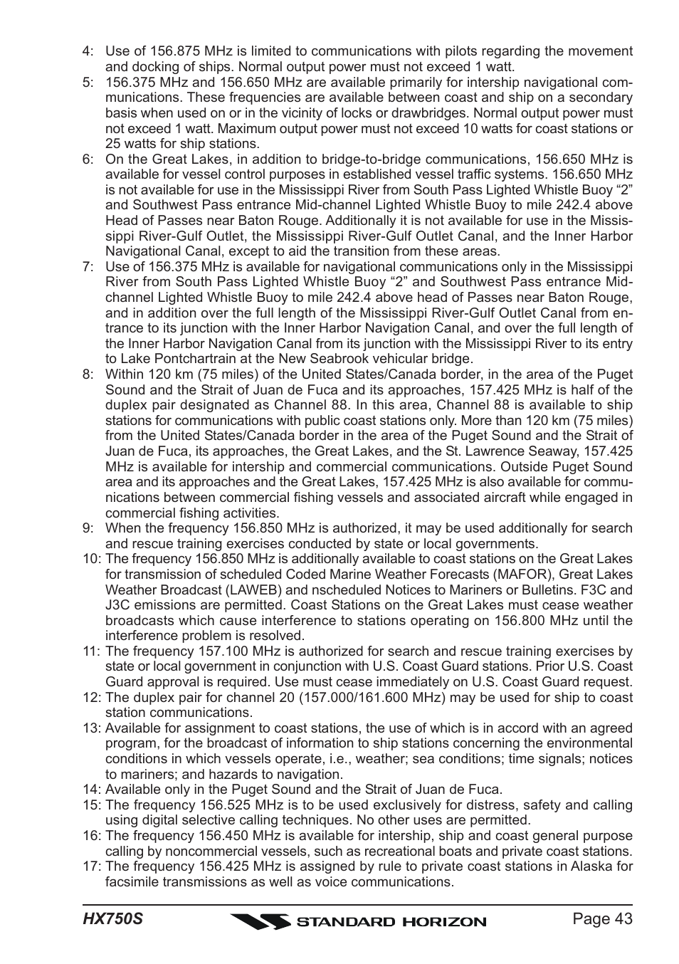 Standard Horizon Hx750s User Manual | Page 43 / 52