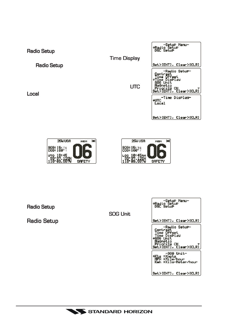 3 time display, 4 sog ( speed over ground ) unit | Standard Horizon Gx5500s User Manual | Page 60 / 100
