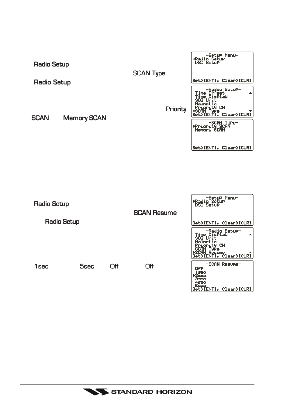 7 scan type, 8 scan resume time | Standard Horizon Gx5500s User Manual | Page 62 / 100