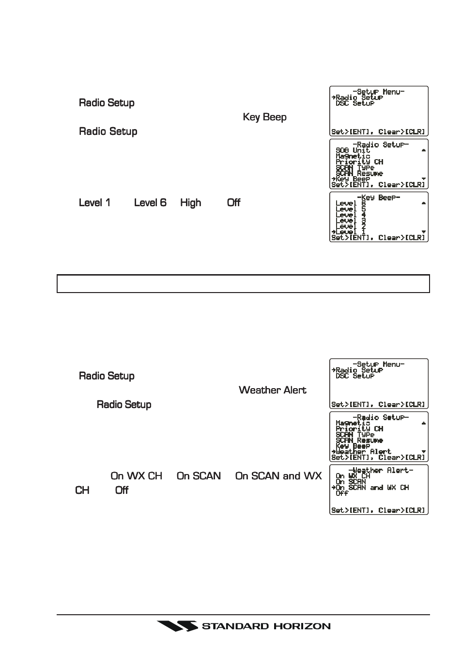 9 key beep, 10 weather alert setup | Standard Horizon Gx5500s User Manual | Page 63 / 100