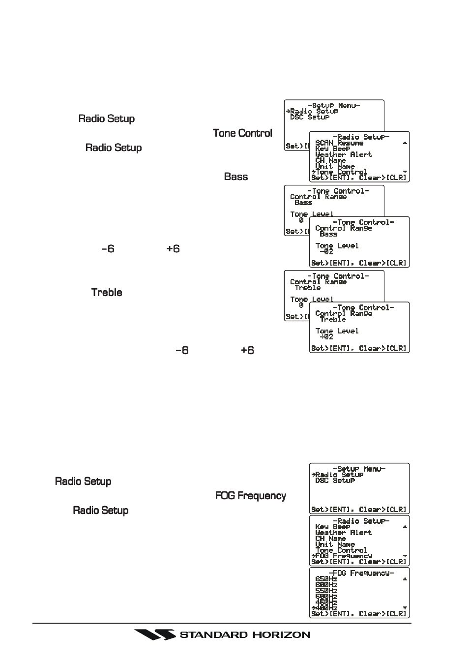 13 treble and bass audio tone control, 14 fog alert tone frequency | Standard Horizon Gx5500s User Manual | Page 66 / 100
