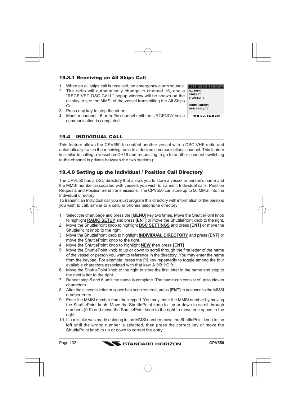 Standard Horizon CPV550 User Manual | Page 102 / 148