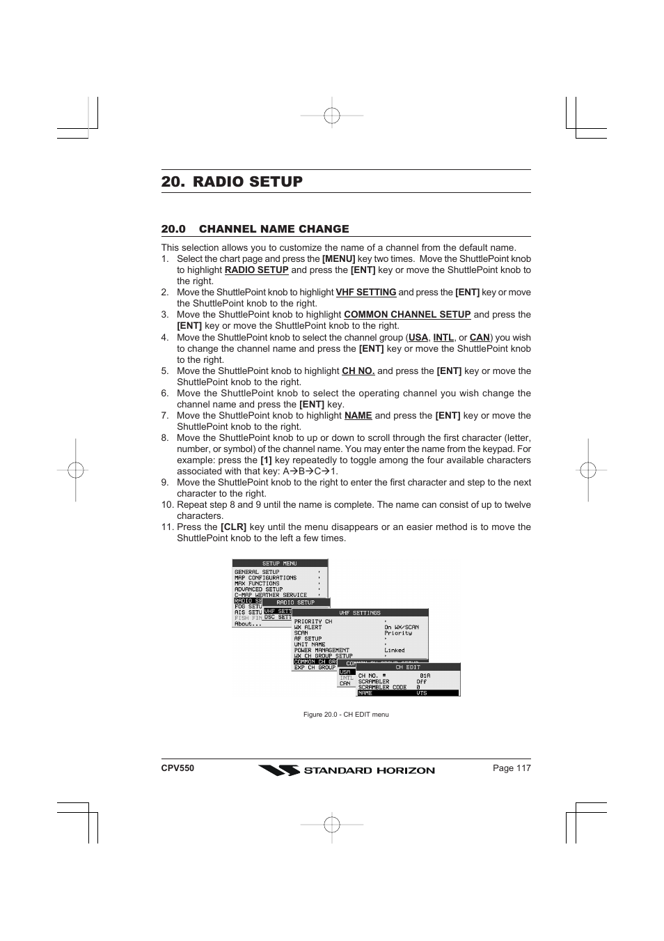 Radio setup | Standard Horizon CPV550 User Manual | Page 117 / 148