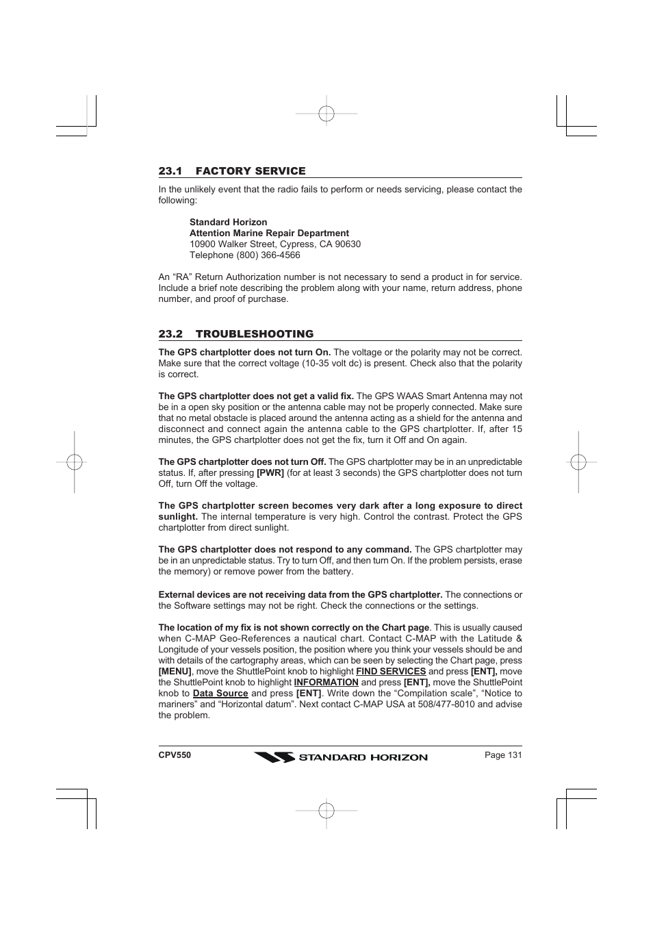 Standard Horizon CPV550 User Manual | Page 131 / 148