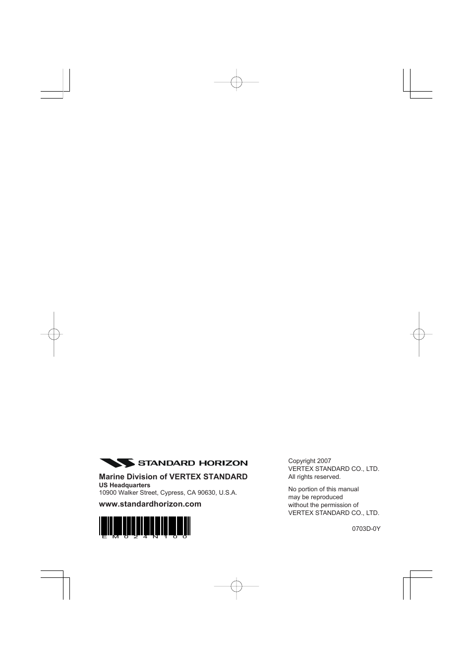 Marine division of vertex standard | Standard Horizon CPV550 User Manual | Page 148 / 148