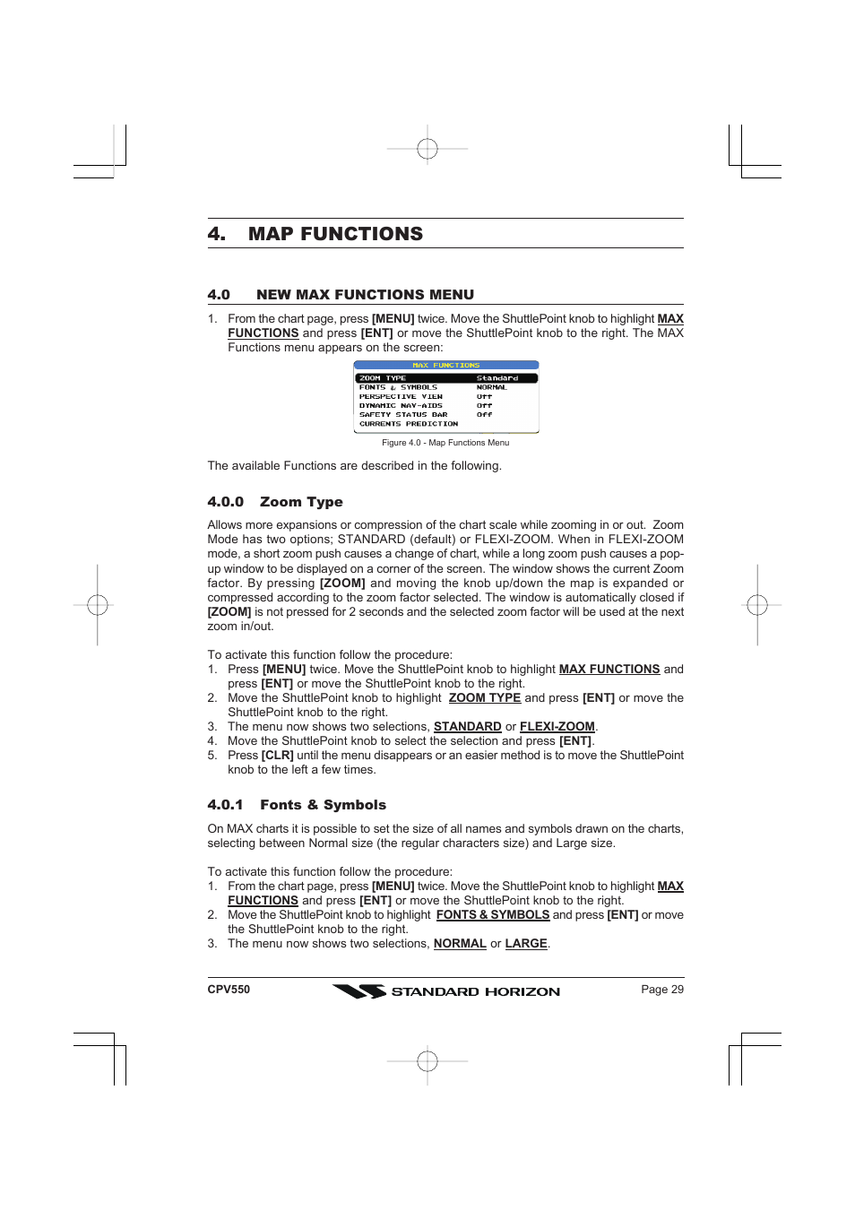 Map functions | Standard Horizon CPV550 User Manual | Page 29 / 148