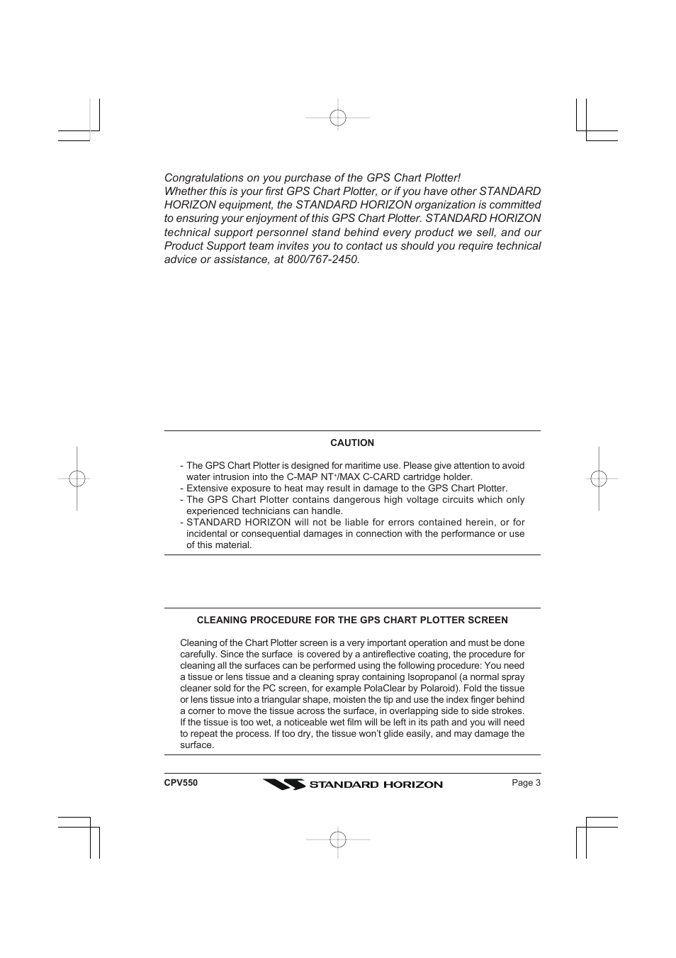 Standard Horizon CPV550 User Manual | Page 3 / 148