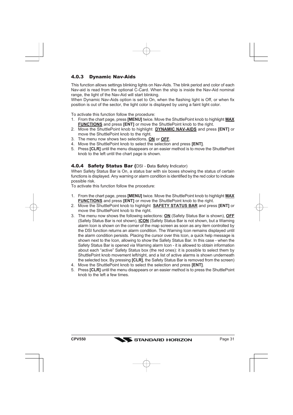 Standard Horizon CPV550 User Manual | Page 31 / 148