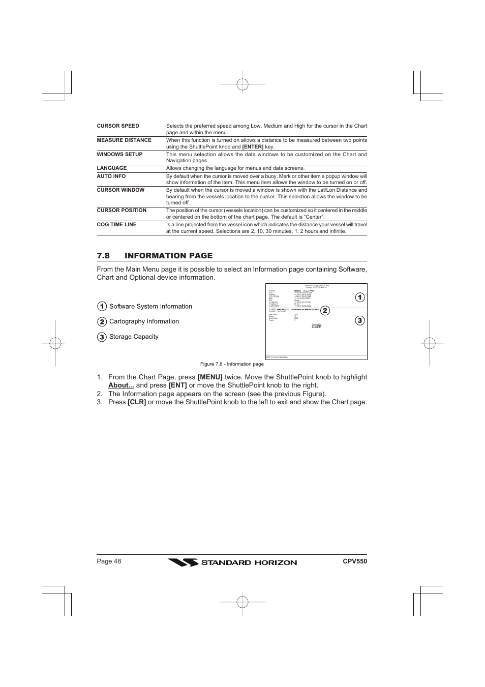 8 information page | Standard Horizon CPV550 User Manual | Page 48 / 148