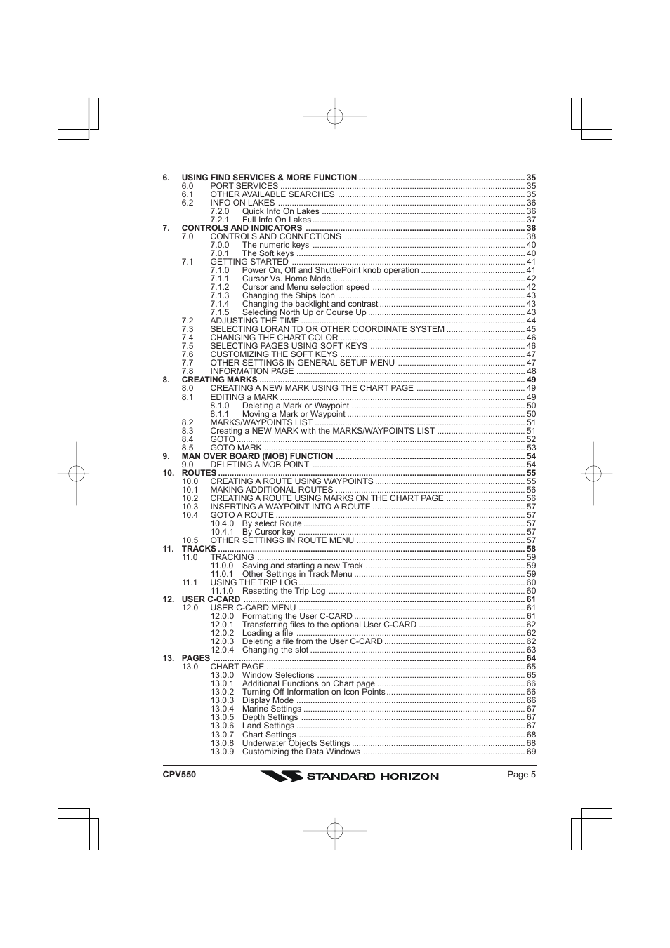 Standard Horizon CPV550 User Manual | Page 5 / 148