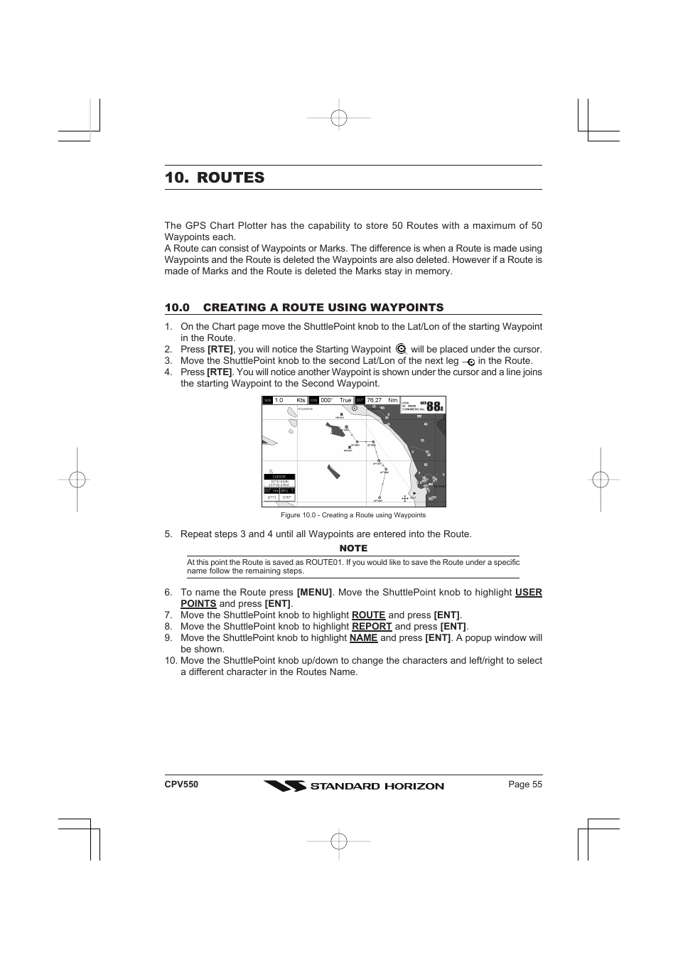 Routes | Standard Horizon CPV550 User Manual | Page 55 / 148