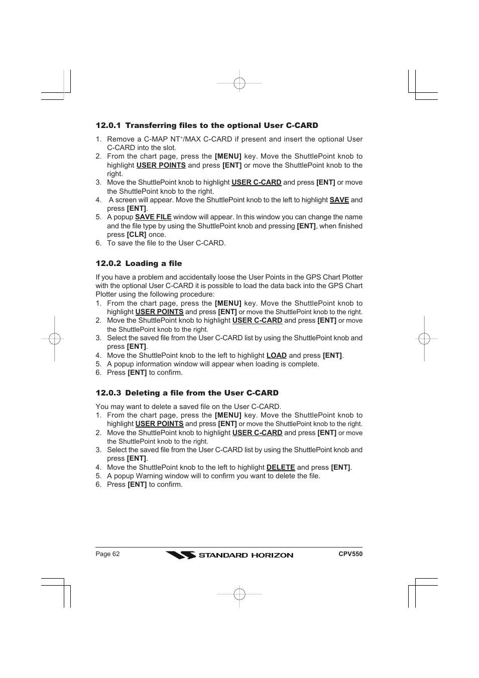 Standard Horizon CPV550 User Manual | Page 62 / 148