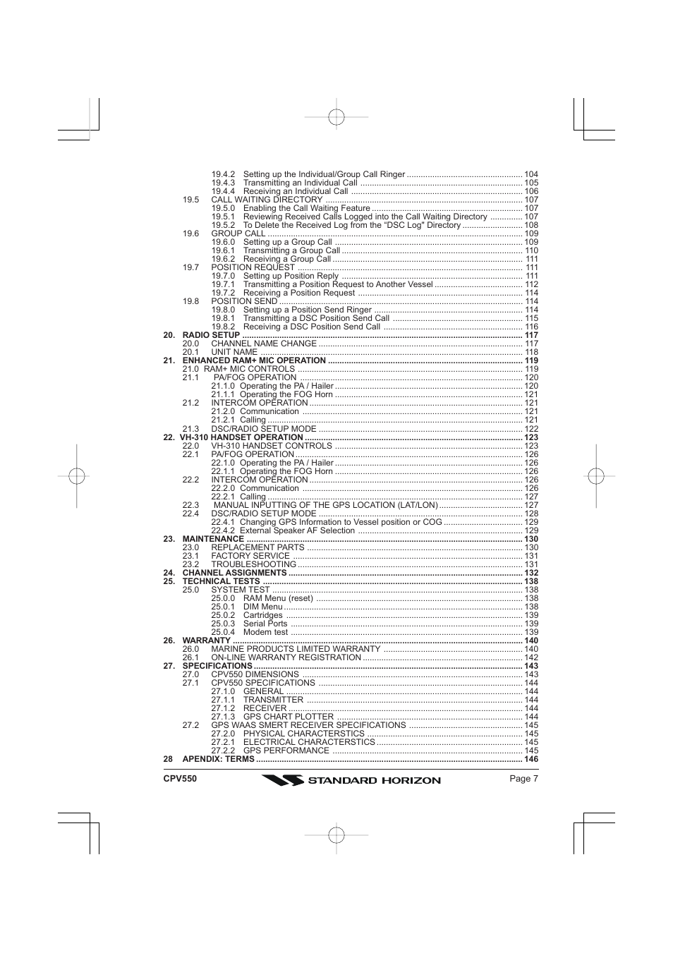 Standard Horizon CPV550 User Manual | Page 7 / 148