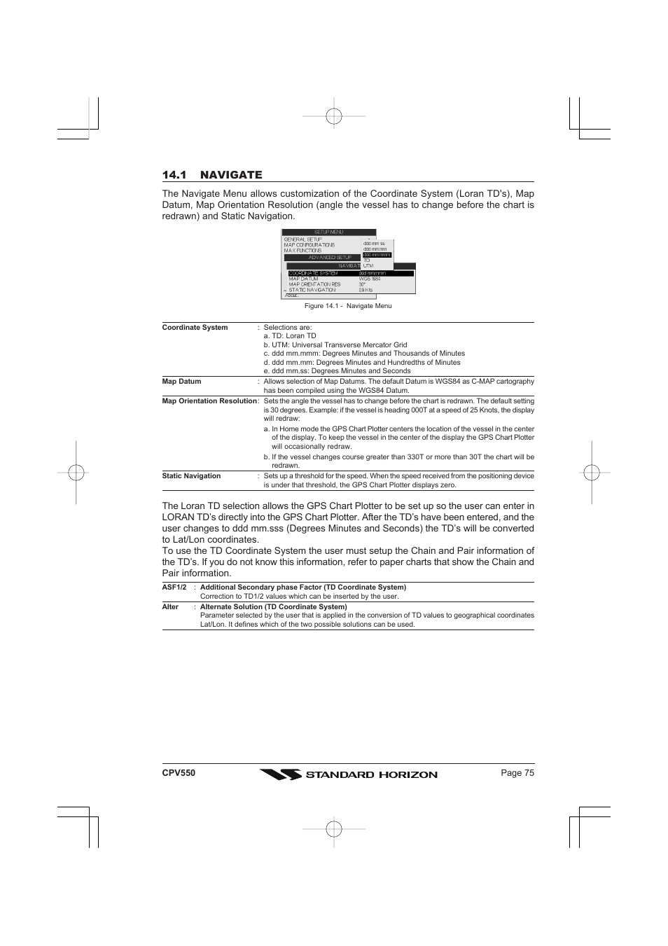 1 navigate | Standard Horizon CPV550 User Manual | Page 75 / 148