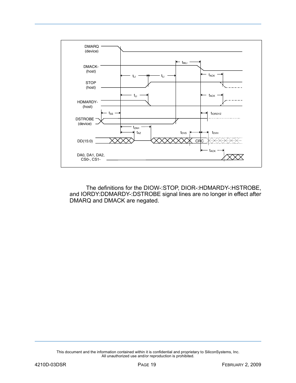 Figure 9: device terminating a udma data-in burst, Ssd-d, I)-4210 d | Silicon Image SiliconDrive SSD-DXXX(I)-4210 User Manual | Page 28 / 88