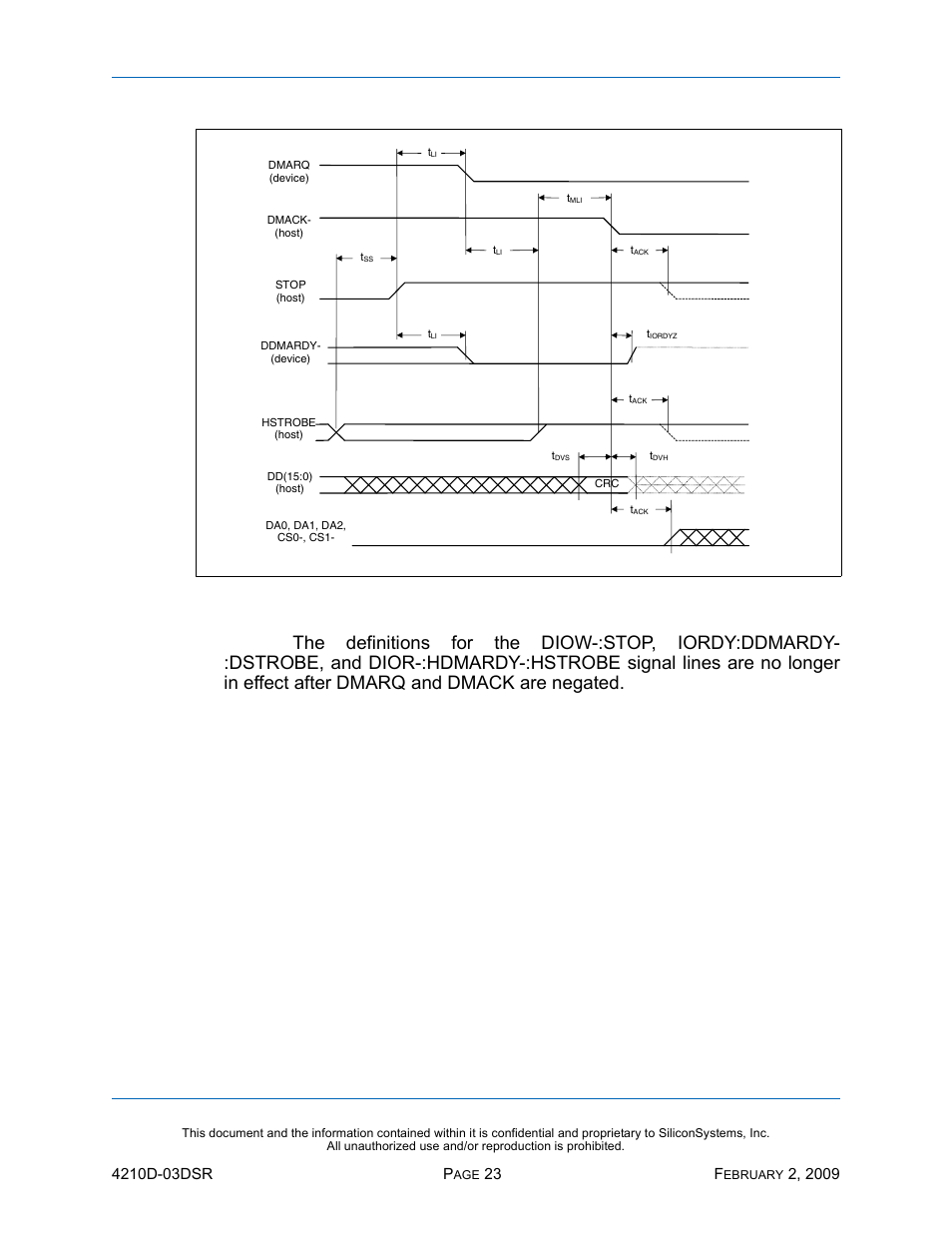 Figure 14: host terminating a udma data-out burst, Ssd-d, I)-4210 d | Silicon Image SiliconDrive SSD-DXXX(I)-4210 User Manual | Page 32 / 88