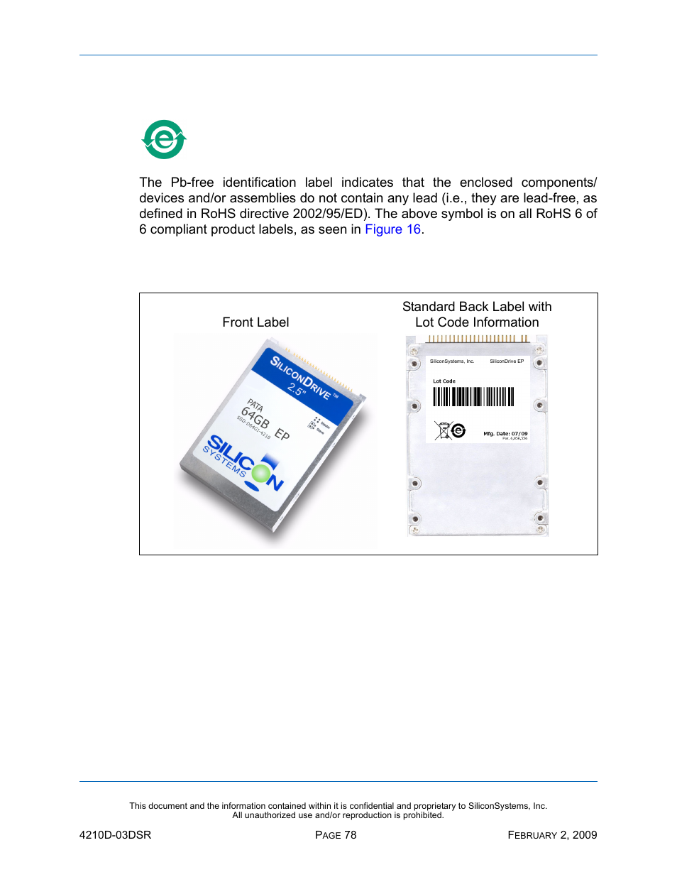 Sample label, Figure 16: sample label, Hs 6 | Silicon Image SiliconDrive SSD-DXXX(I)-4210 User Manual | Page 87 / 88