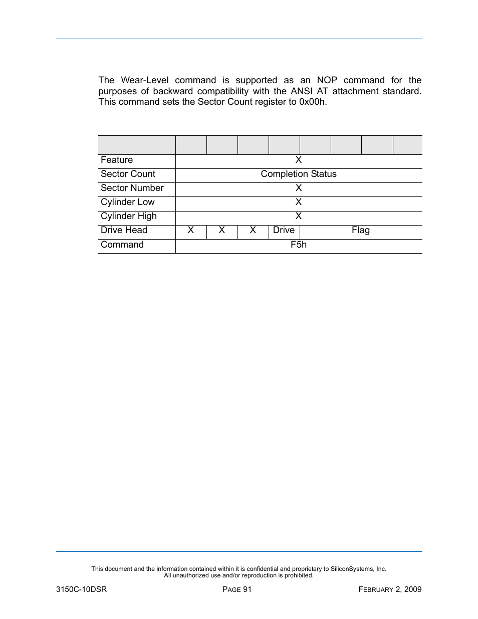 Wear-level - f5h, Wear-level — f5h, Table 79: wear-level — f5h | Silicon Image SiliconDrive CF SSD-C08G(I)-3150 User Manual | Page 101 / 107