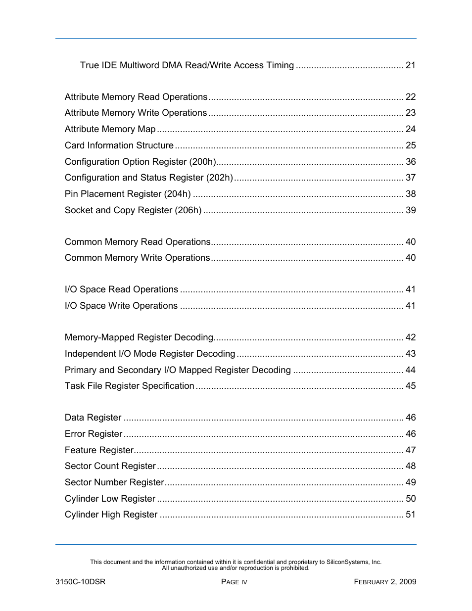Silicon Image SiliconDrive CF SSD-C08G(I)-3150 User Manual | Page 4 / 107