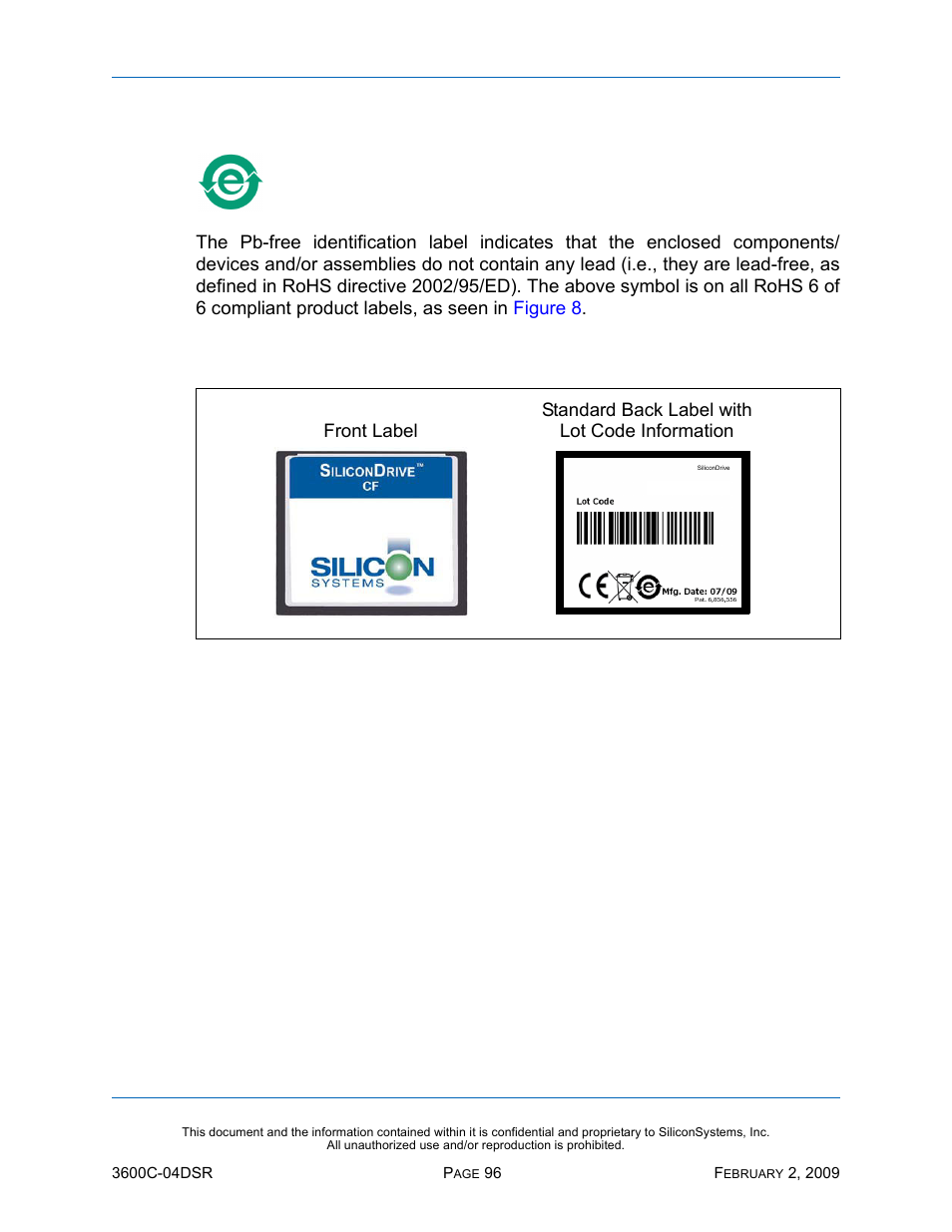 Sample label, Figure 8: sample label, Hs 6 | Silicon Image SiliconDrive SSD-C08G(I)-3600 User Manual | Page 106 / 107