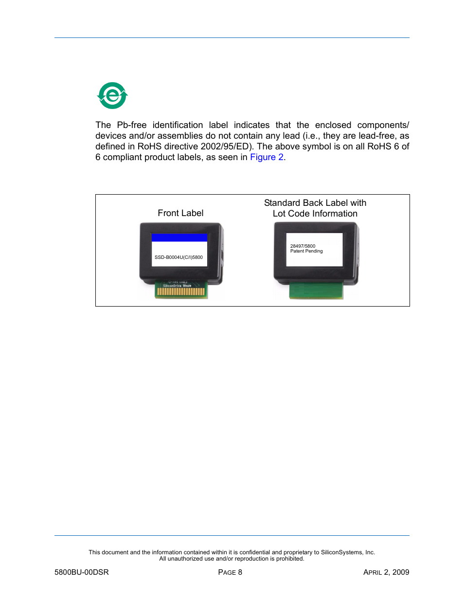 Sample label, Hs 6 | Silicon Image SiliconDrive 5800BU-00DSR User Manual | Page 13 / 16