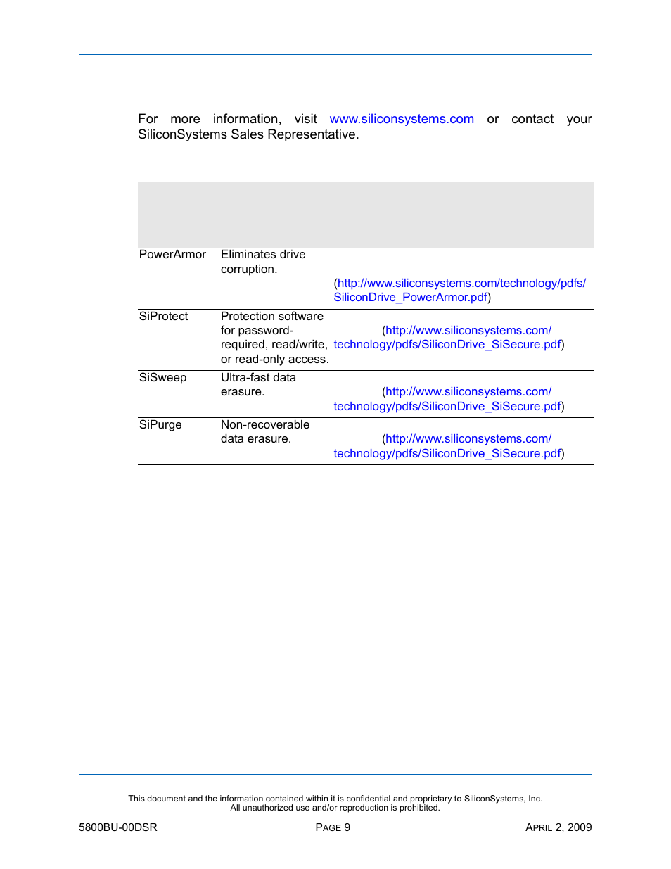 Related documentation, Table 10: related documentation | Silicon Image SiliconDrive 5800BU-00DSR User Manual | Page 14 / 16