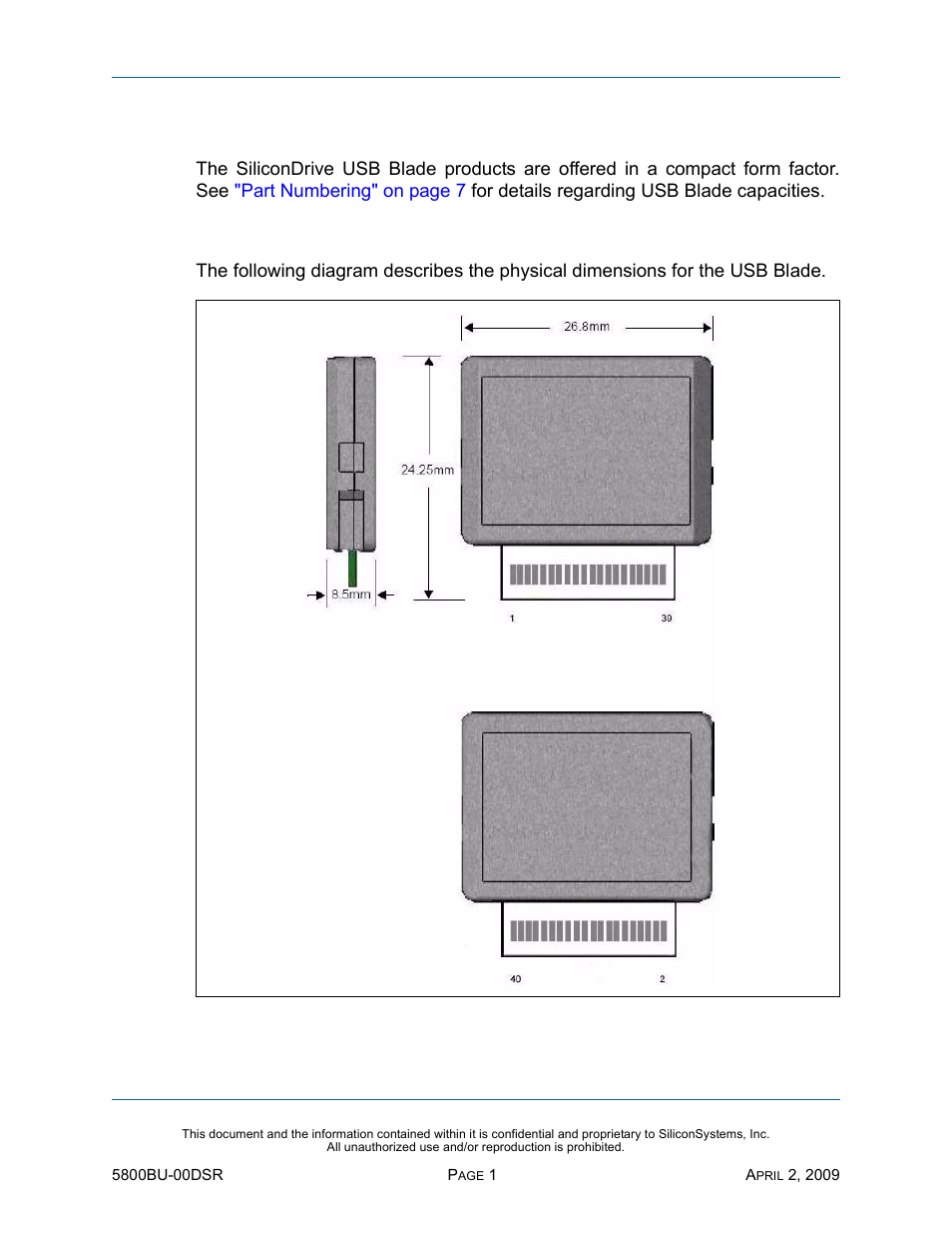 Physical specifications, Physical dimensions | Silicon Image SiliconDrive 5800BU-00DSR User Manual | Page 6 / 16