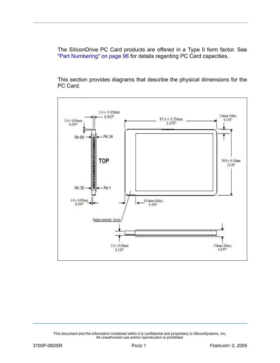 Physical specifications, Physical dimensions, Figure 1: physical dimensions | Silicon Image SiliconDrive SSD-P16G(I)-3100 User Manual | Page 11 / 108