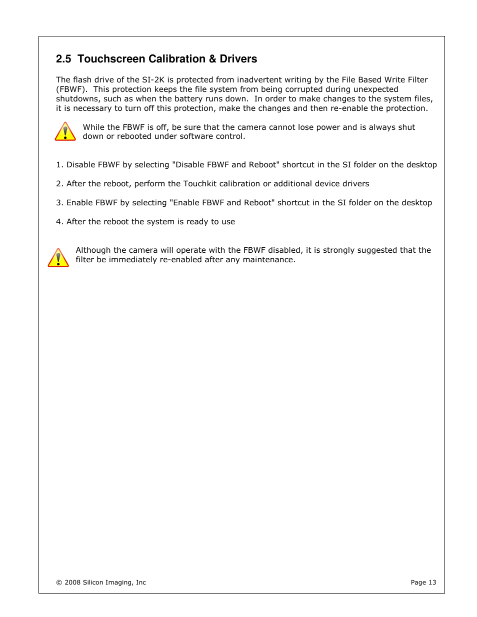 5 touchscreen calibration & drivers | Silicon Image silicondvr s1-2k User Manual | Page 13 / 38