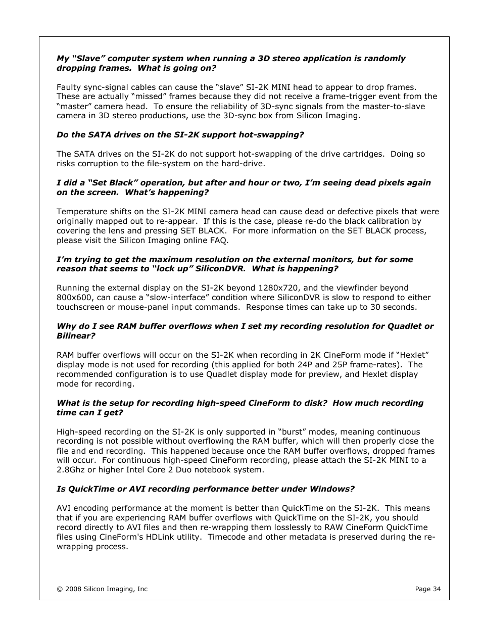 Silicon Image silicondvr s1-2k User Manual | Page 34 / 38