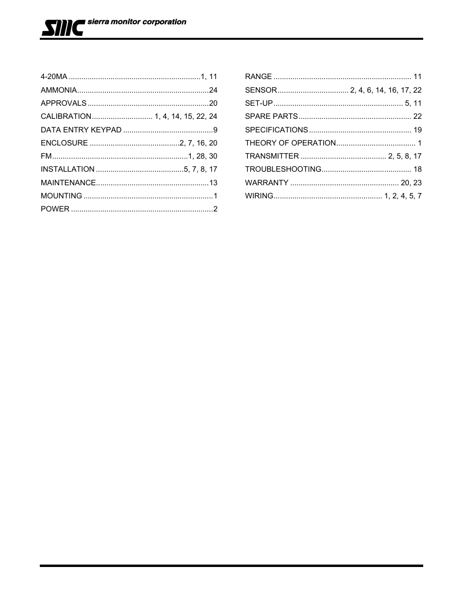 Sierra Monitor Corporation 4501-05 User Manual | Page 39 / 39