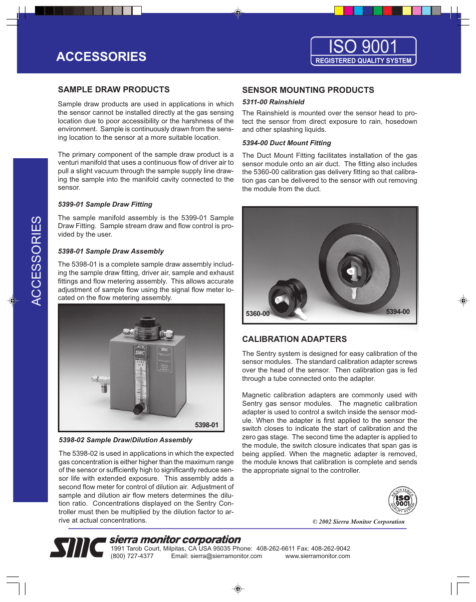 Accessories | Sierra Monitor Corporation Sentry 1260 Series User Manual | Page 2 / 2