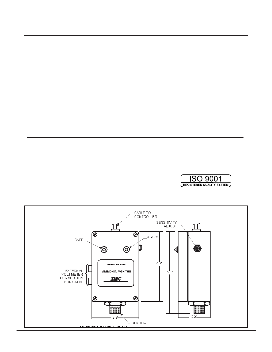 Ammonia and halocarbon gas monitors, Specifications | Sierra Monitor Corporation 2050 User Manual | Page 2 / 2