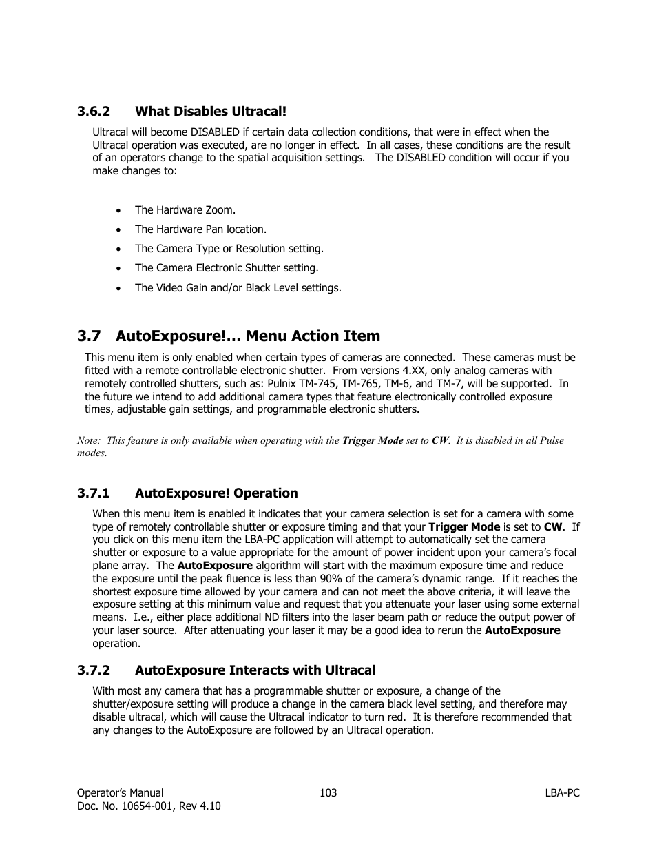 What disables ultracal, Autoexposure!… menu action item, Autoexposure! operation | Autoexposure interacts with ultracal, 7 autoexposure!… menu action item | SIGMA LBA-708 User Manual | Page 103 / 281