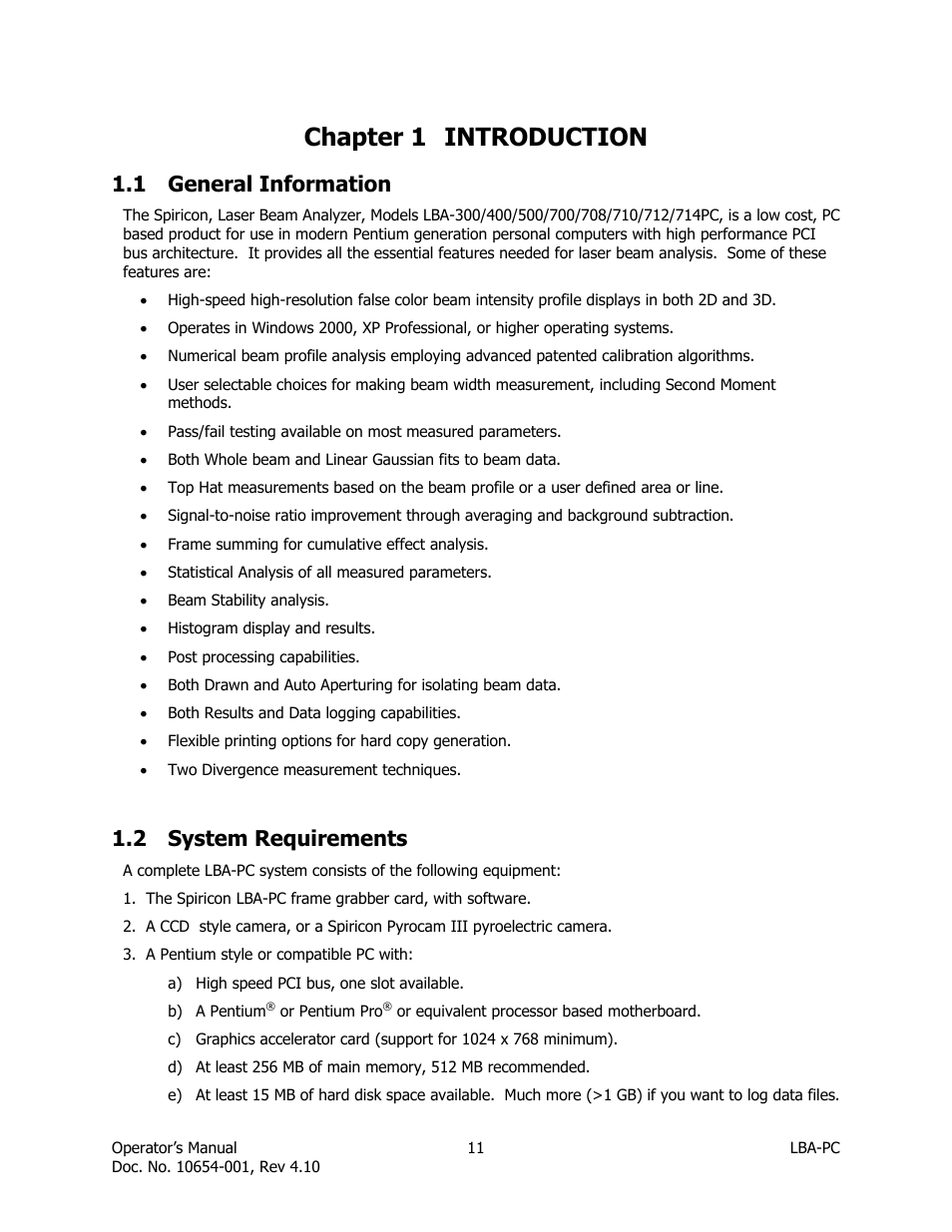 Introduction, General information, System requirements | Chapter 1, 1 general information, 2 system requirements, Chapter 1 introduction | SIGMA LBA-708 User Manual | Page 11 / 281