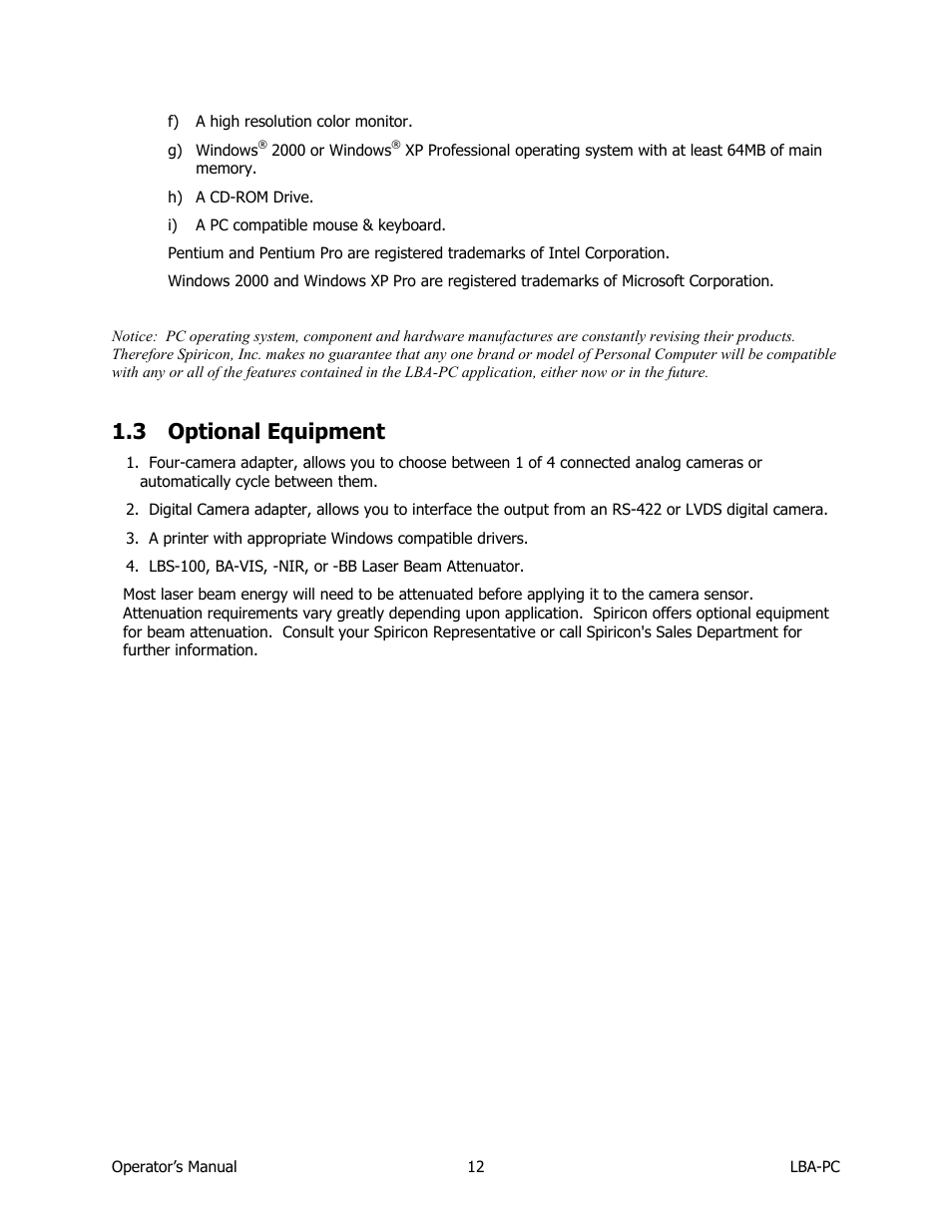 Optional equipment, 3 optional equipment | SIGMA LBA-708 User Manual | Page 12 / 281