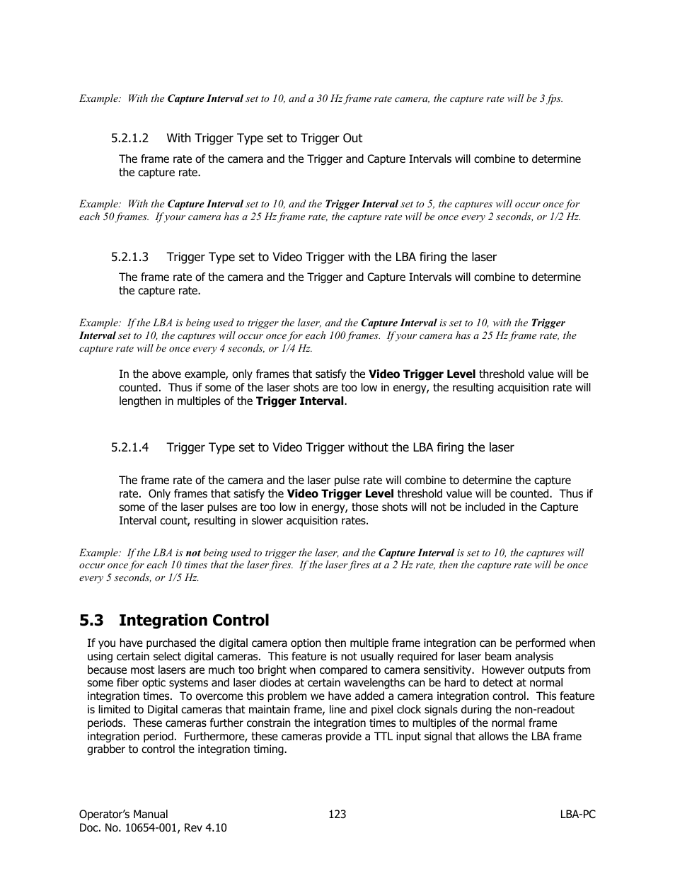 With trigger type set to trigger out, Integration control, 3 integration control | SIGMA LBA-708 User Manual | Page 123 / 281