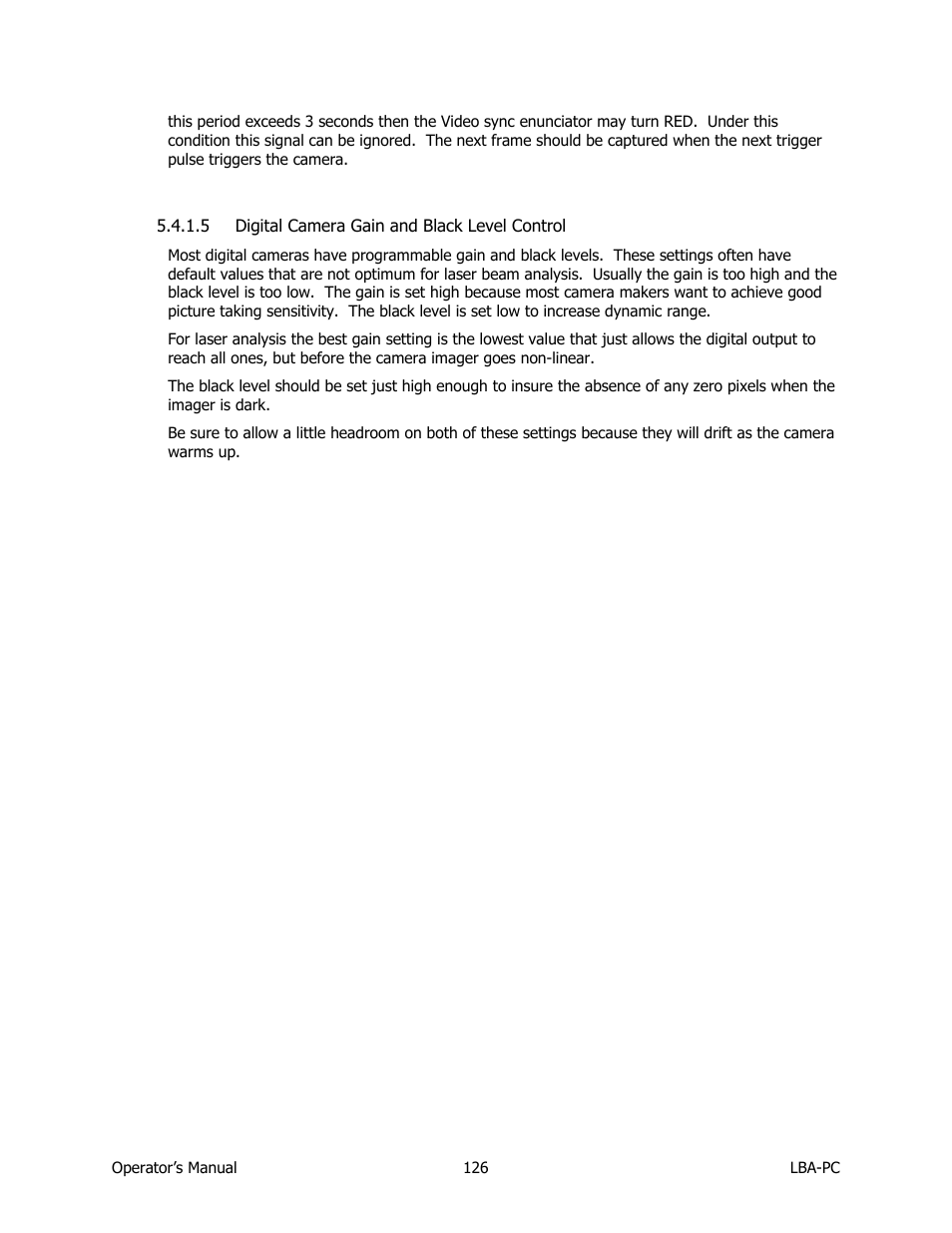 Digital camera gain and black level control | SIGMA LBA-708 User Manual | Page 126 / 281
