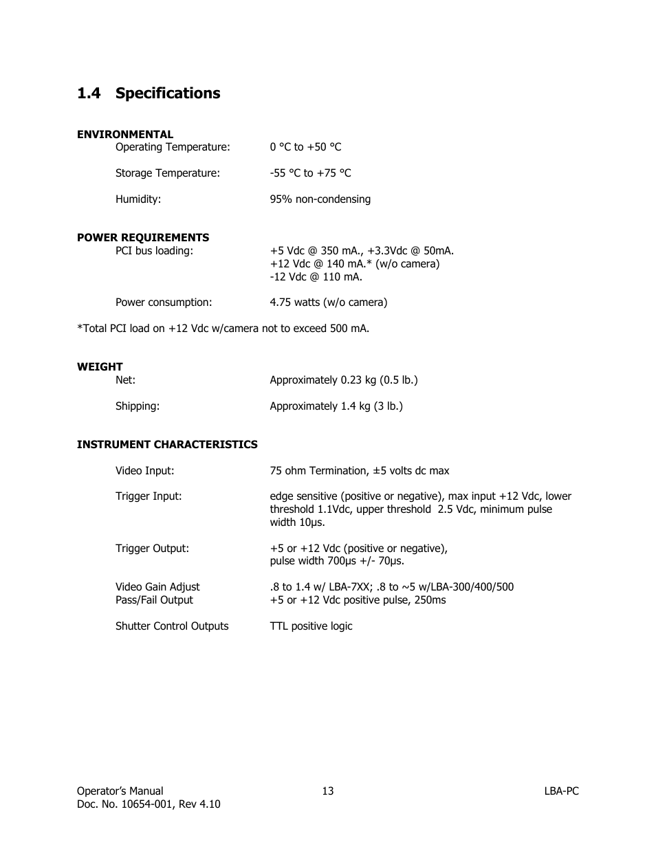 Specifications, 4 specifications | SIGMA LBA-708 User Manual | Page 13 / 281