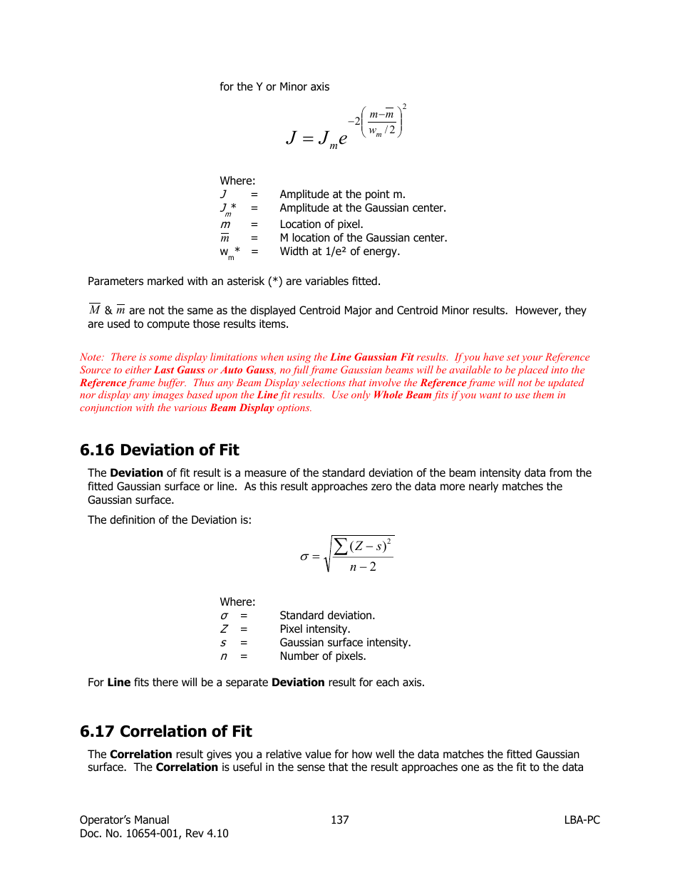 Deviation of fit, Correlation of fit, 16 deviation of fit | 17 correlation of fit, Ej j | SIGMA LBA-708 User Manual | Page 137 / 281