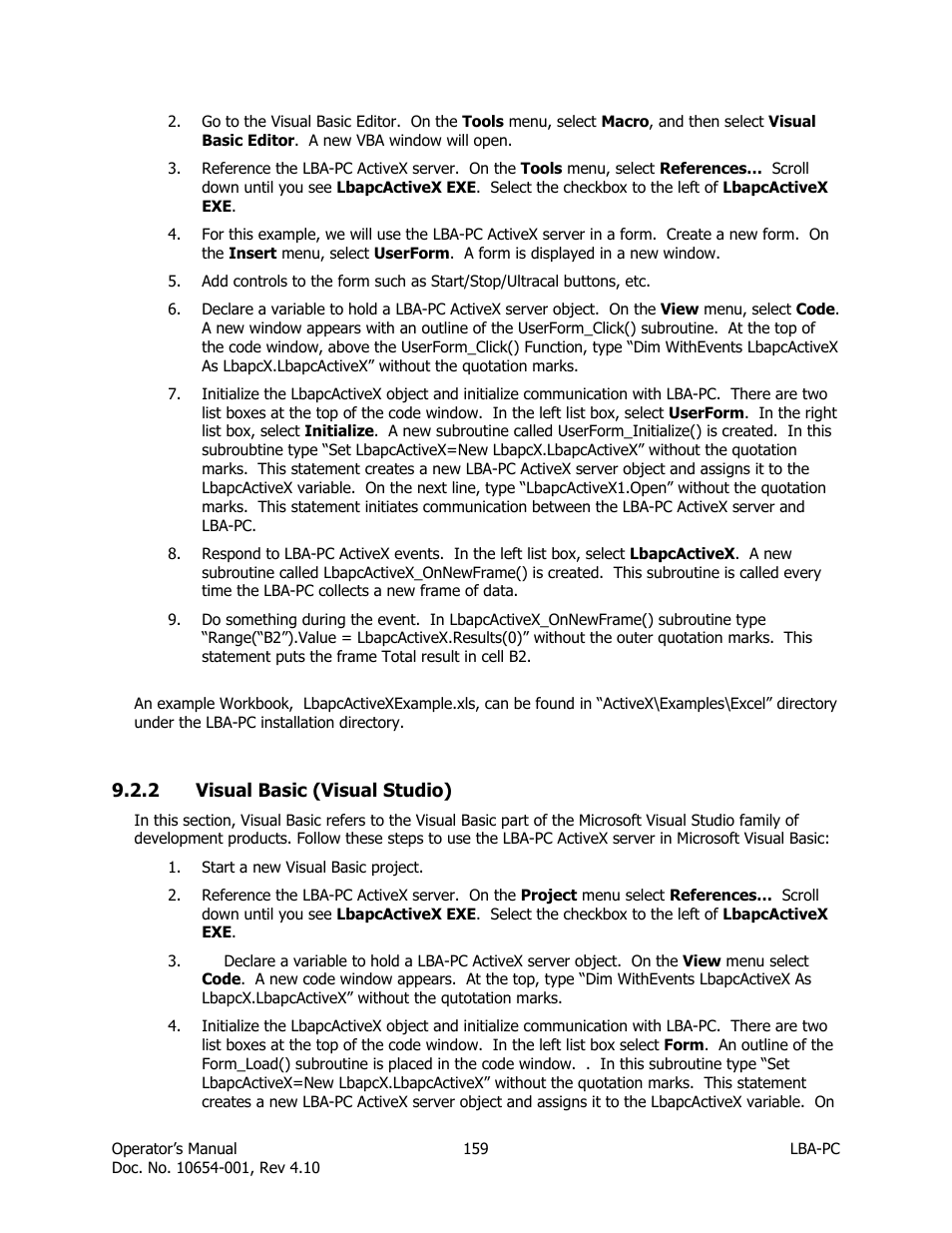 Visual basic (visual studio) | SIGMA LBA-708 User Manual | Page 159 / 281