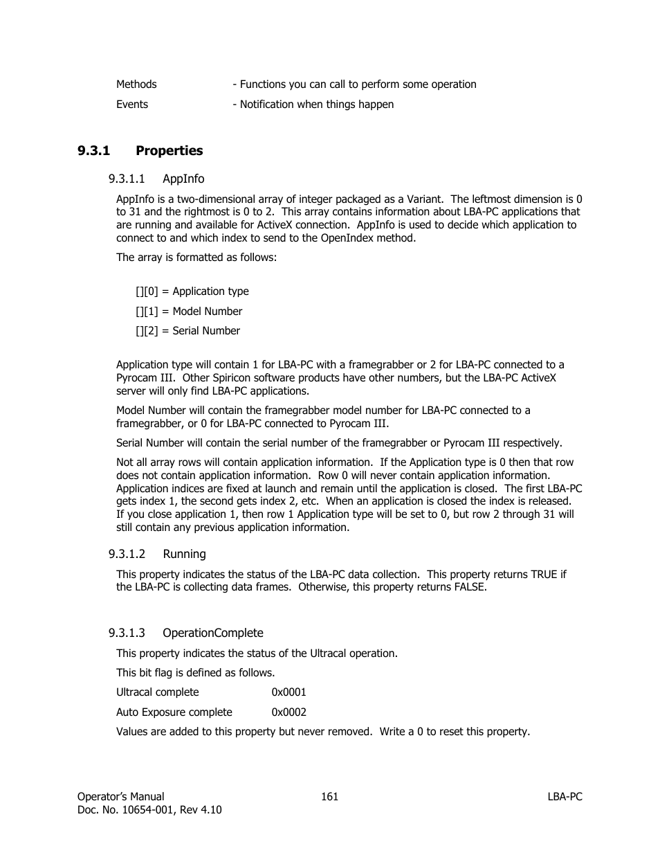 Properties, Appinfo, Running | Operationcomplete | SIGMA LBA-708 User Manual | Page 161 / 281