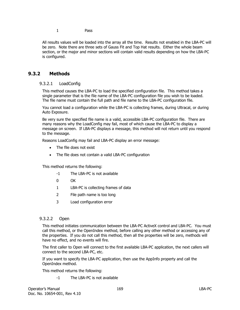 Methods, Loadconfig, Open | SIGMA LBA-708 User Manual | Page 169 / 281