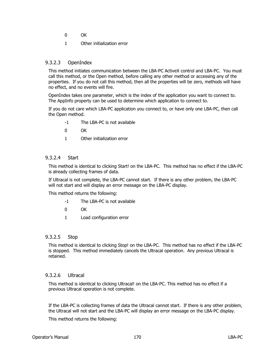 Openindex, Start, Stop | Ultracal | SIGMA LBA-708 User Manual | Page 170 / 281